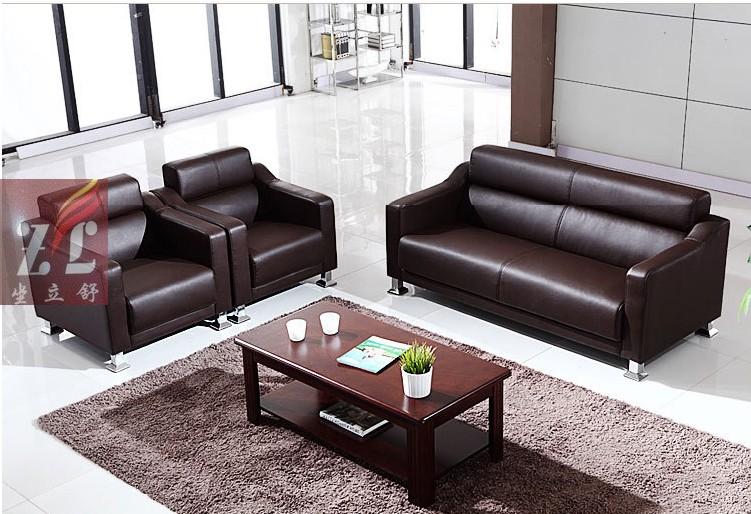 现代简约商务接待真皮办公室时尚沙发新款简易办公沙发茶几组合