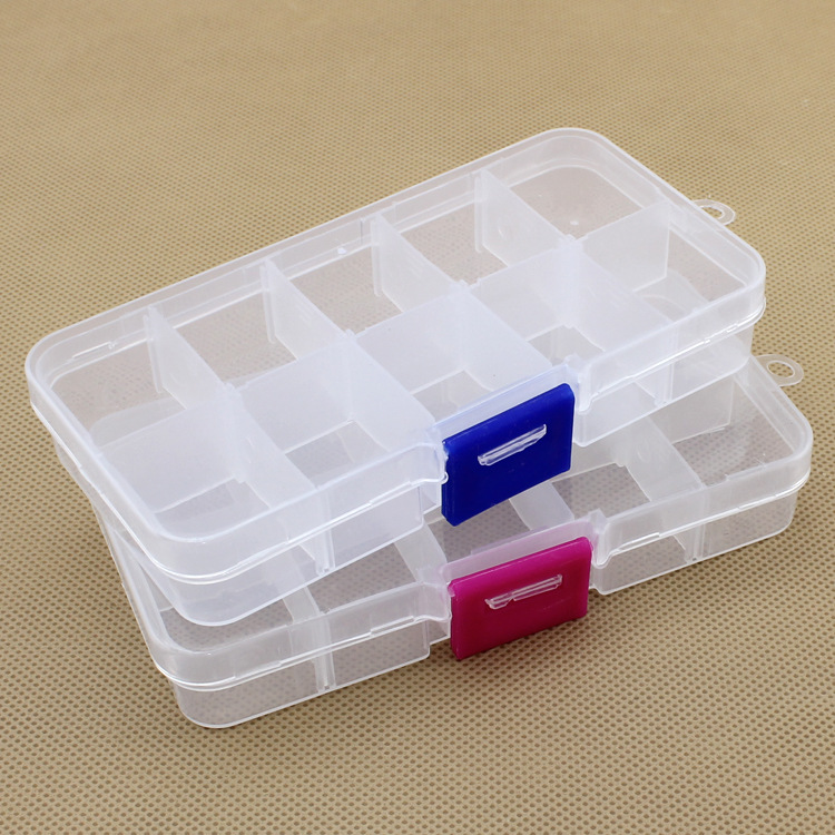 10格塑料盒收纳盒可拆有盖首饰整理储物盒子配件工具饰品盒子
