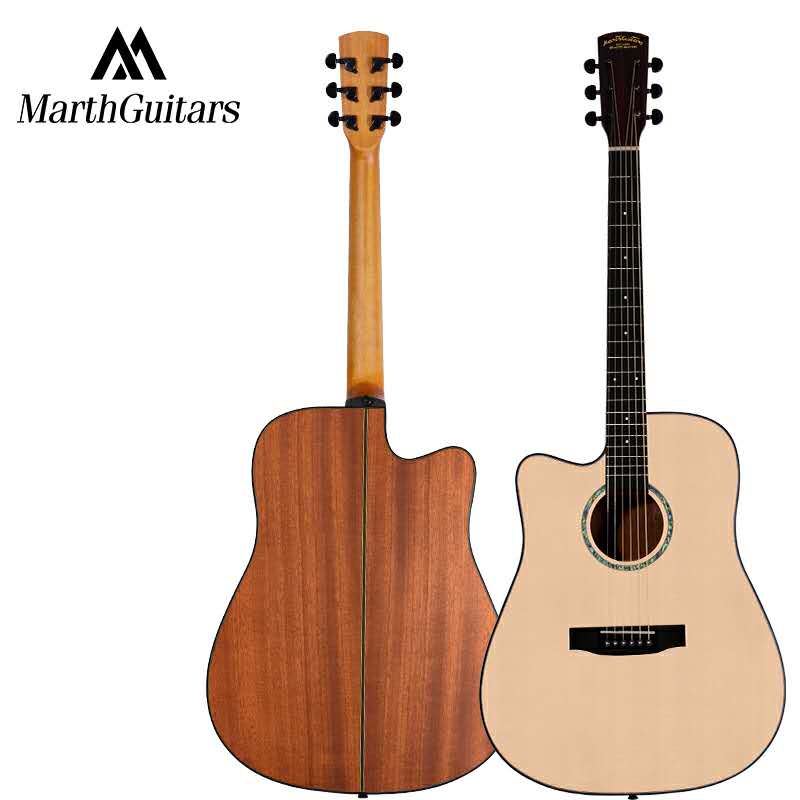 马斯左手琴左手吉他缺角41寸原木色 左手单板琴左撇子吉他