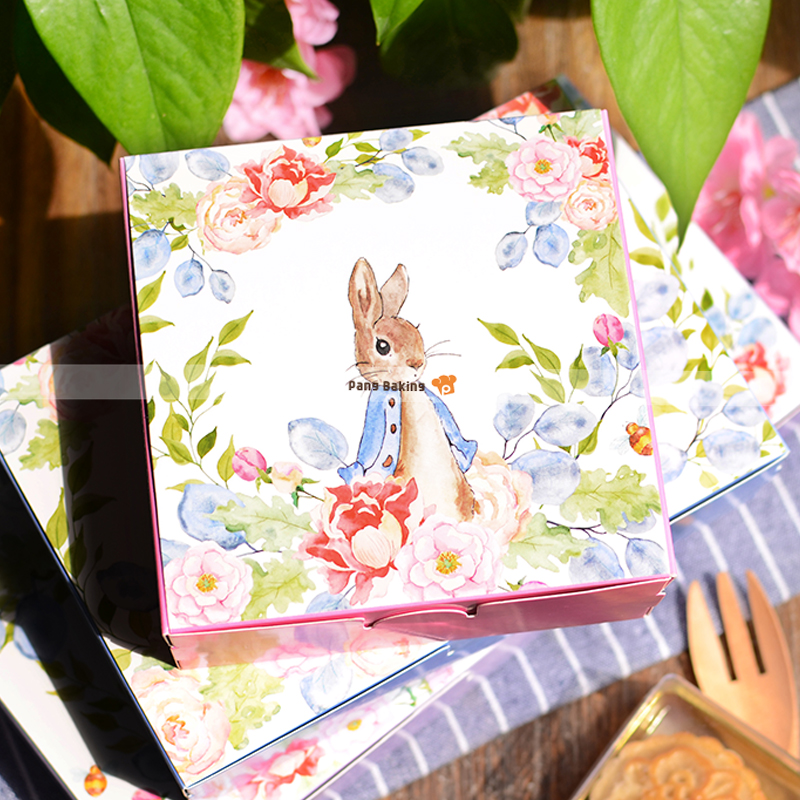 中秋月饼盒月饼包装盒蛋黄酥月饼包装袋点心礼盒兔子花园烘焙包装