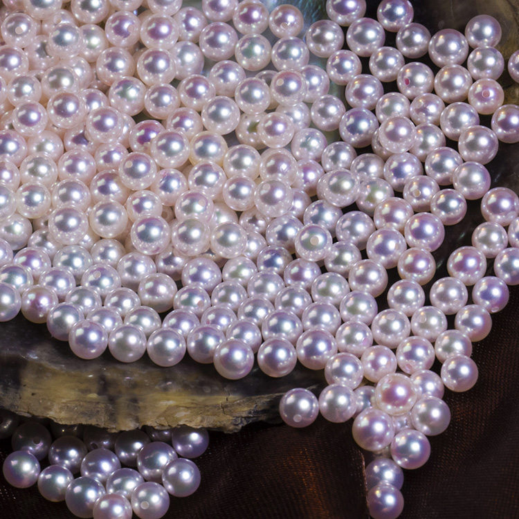 Akoya珍珠日本天然海水珍珠单颗裸珠花珠珠宝定制吊坠银灰色强光