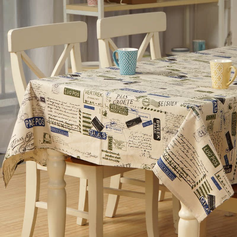 新品 棉麻布艺餐桌布 桌布 茶几布 圆桌桌布 尺寸可以定做 蓝印章