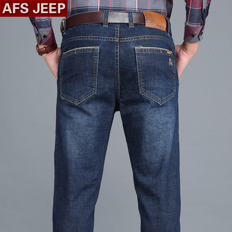AFS/JEEP男士直筒牛仔裤秋季新款休闲长裤子中年商务大码宽松男裤