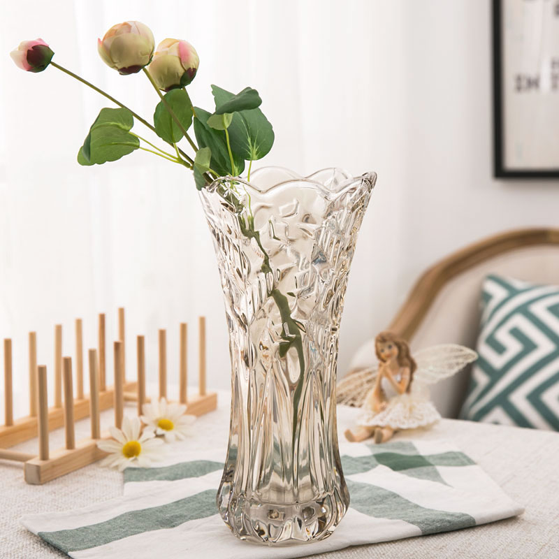 琥珀金 欧式玻璃花瓶透明 插花创意花器 现代客厅装饰 工艺品摆件