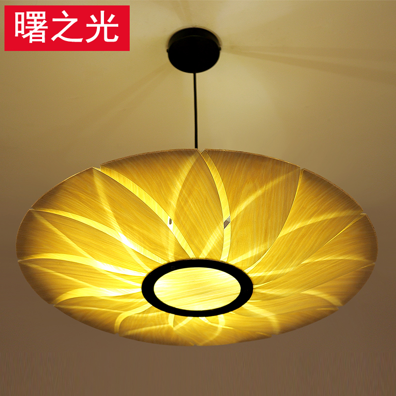 日式木皮吊灯现代简约走廊茶室灯东南亚创意工程灯具中式木吊灯