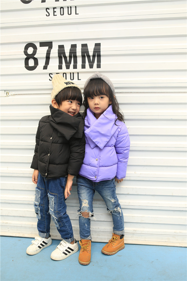 童装冬装男女童棉衣短款中小童韩版加厚儿童羽绒棉服外套围领外套