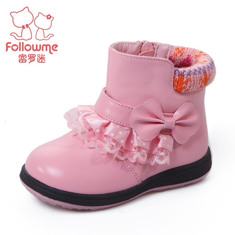 富罗迷婴儿学步鞋软底宝宝鞋子棉靴子儿童真皮靴子冬季公主雪地靴