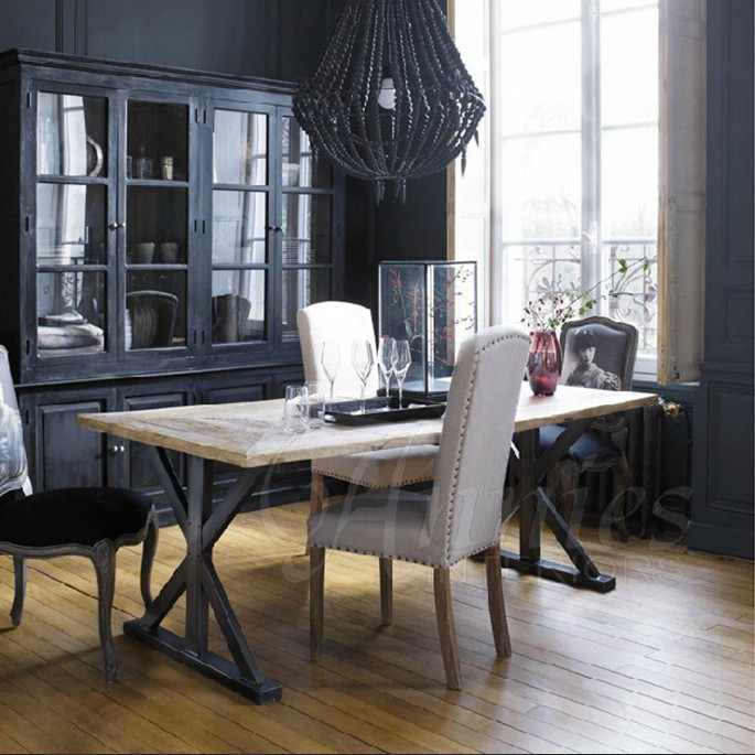 美式乡村loft法式铁艺餐桌实木餐桌工作台会议桌办公台咖啡桌书桌