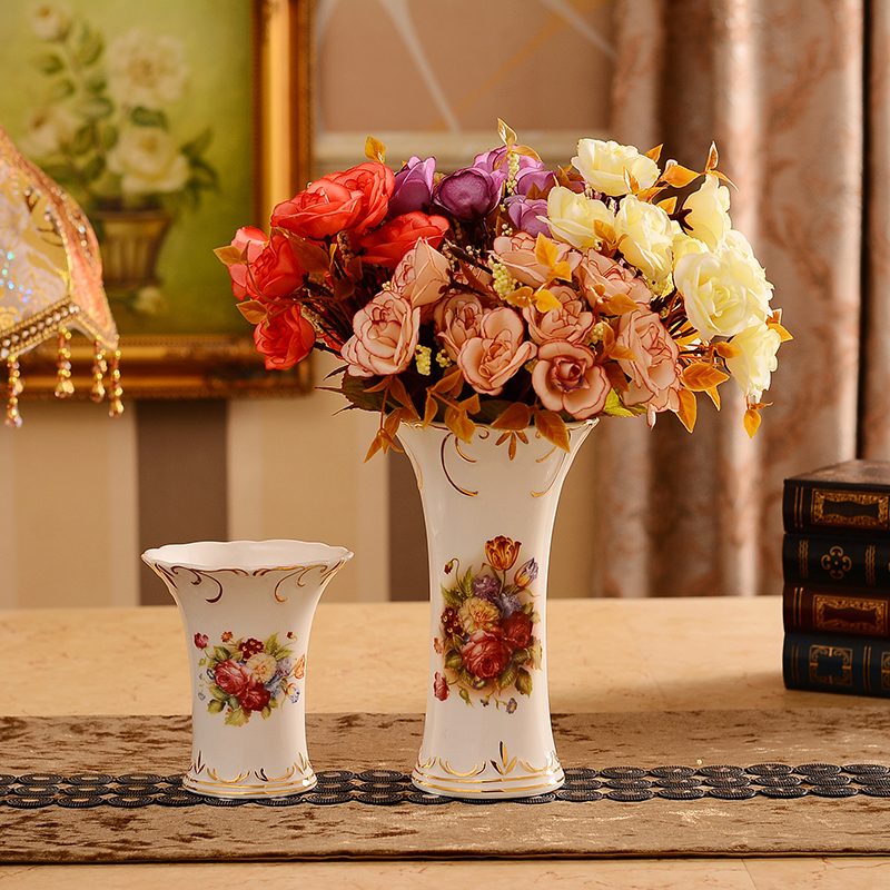 包邮欧式陶瓷高档奢华花瓶 台面花器花插摆件家居装饰品结婚礼品
