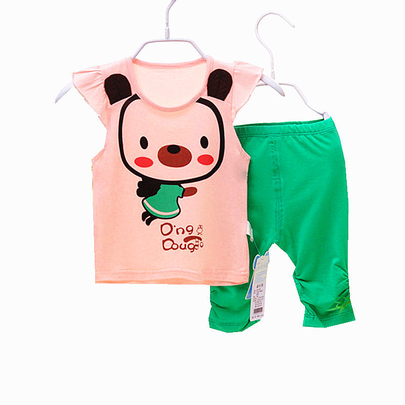 1-2-3岁儿童休闲套装女 小童夏装两件套 宝宝短袖T恤 小孩夏天衣