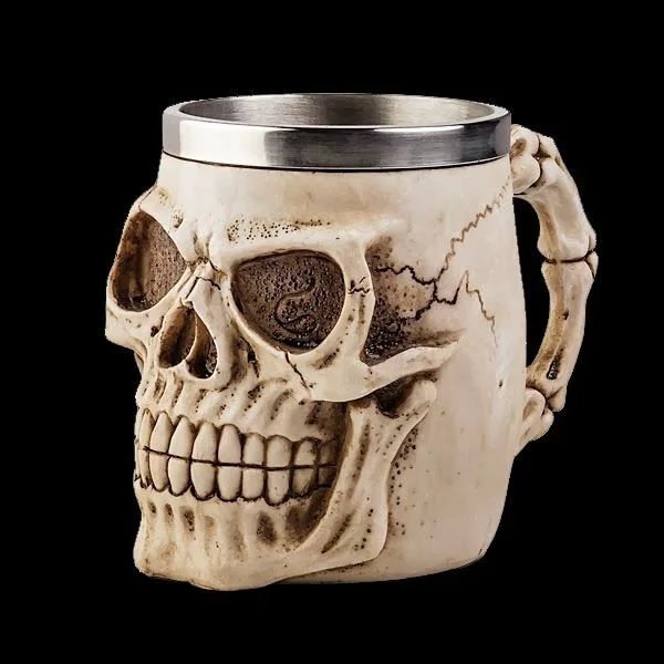 skull mug 万圣节礼品 不锈钢骷髅头咖啡杯茶杯 3D骷髅头造型杯