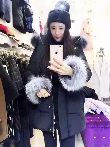 2015冬装新款女装韩版中长款外套连帽狐狸毛大毛领加厚羽绒服