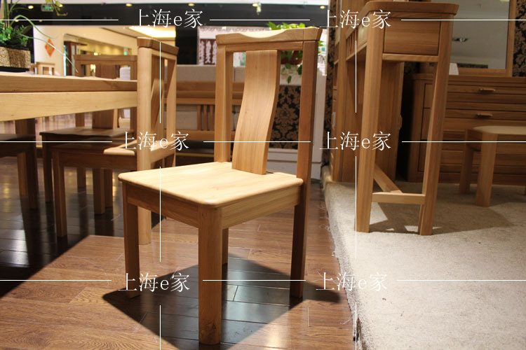 上海榆木实木餐椅简约现代餐椅纯实木餐椅客厅榆木特价椅子e家款