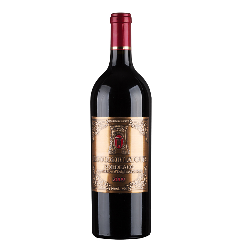 法国进口红酒利布尔纳 拉图干红葡萄酒2009年赠送精美礼盒和酒具