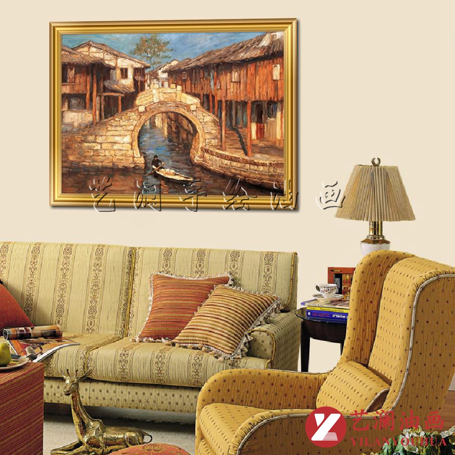 手绘油画临摹装饰品客厅玄关书房卧室酒店大型壁画收藏艺术YF14