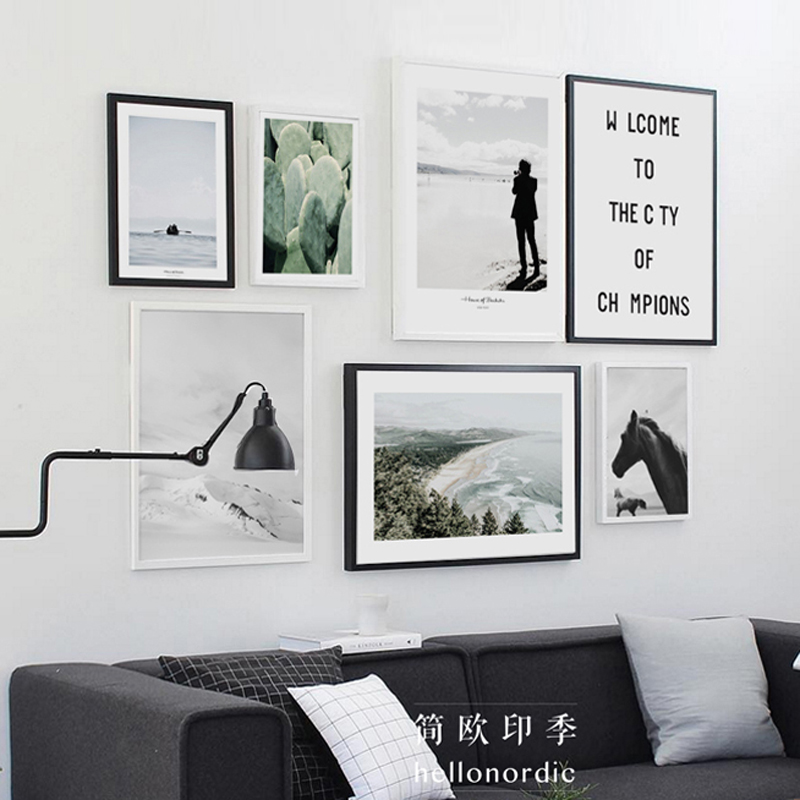 夏日清风 北欧组合画客厅沙发照片墙现代简约loft室内挂画软装画