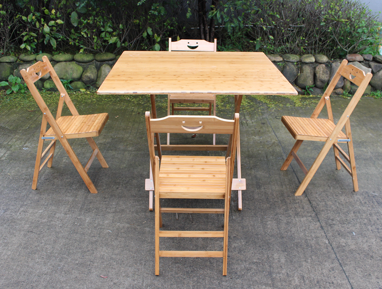 楠竹折叠桌圆桌方桌小饭桌餐桌便携式吃饭桌子简易实木1米折叠桌