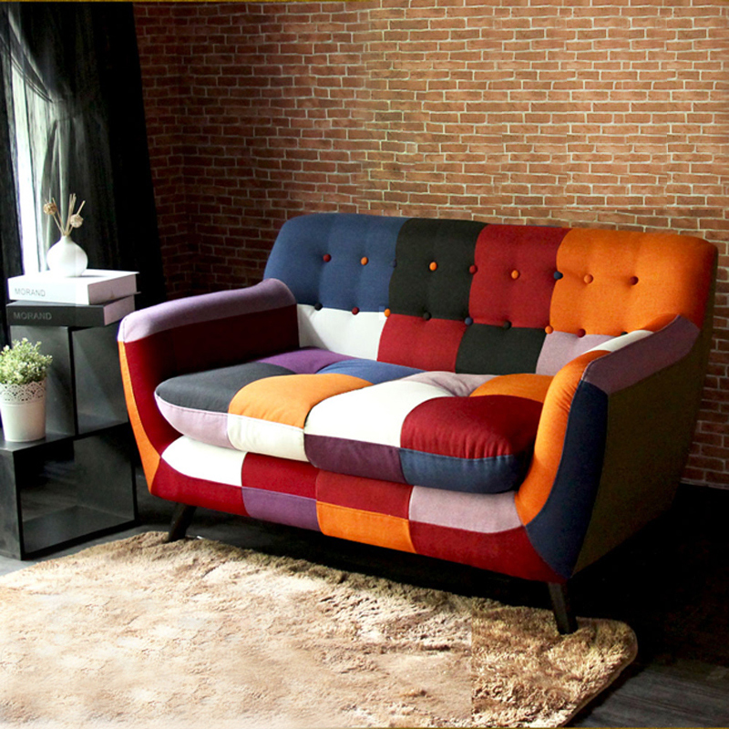 日式北欧创意色彩小沙发布艺个性沙发小户型时尚双人组合艺术沙发