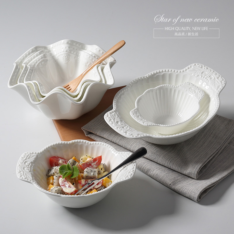 欧式浮雕系列陶瓷碗 沙拉碗方形小汤碗米饭碗甜品碗 小碗水果碗