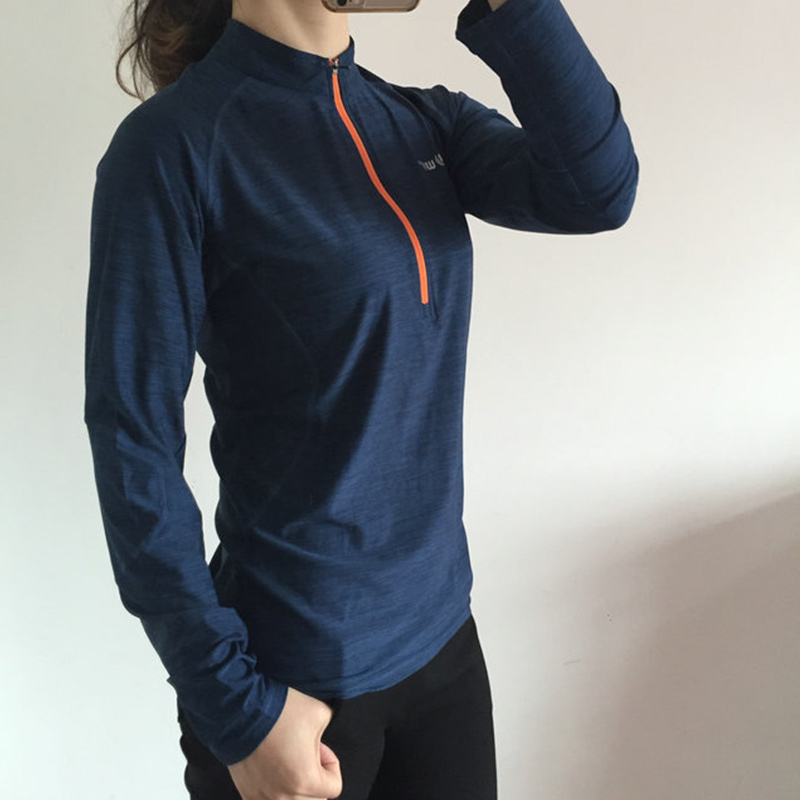 16春夏季户外运动女士长袖速干衣 速干T恤登山跑步排汗透气修身款