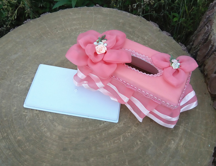 欧式雪纺布艺纸巾盒 唯美立体大花朵纸巾套 长方形抽纸盒餐巾纸盒