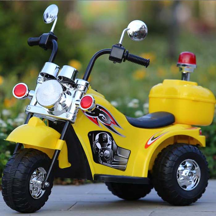 哈雷儿童电动摩托车三轮车单驱警车男女2/4小孩可坐骑电瓶玩具车