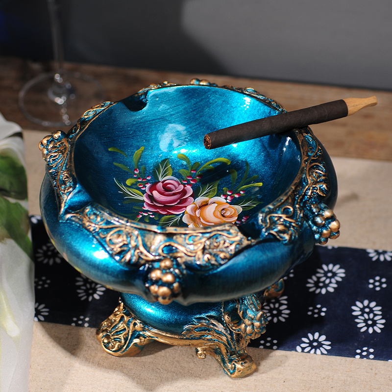 欧式复古大号烟灰缸创意个性时尚男士礼物家居客厅茶几装饰品摆件