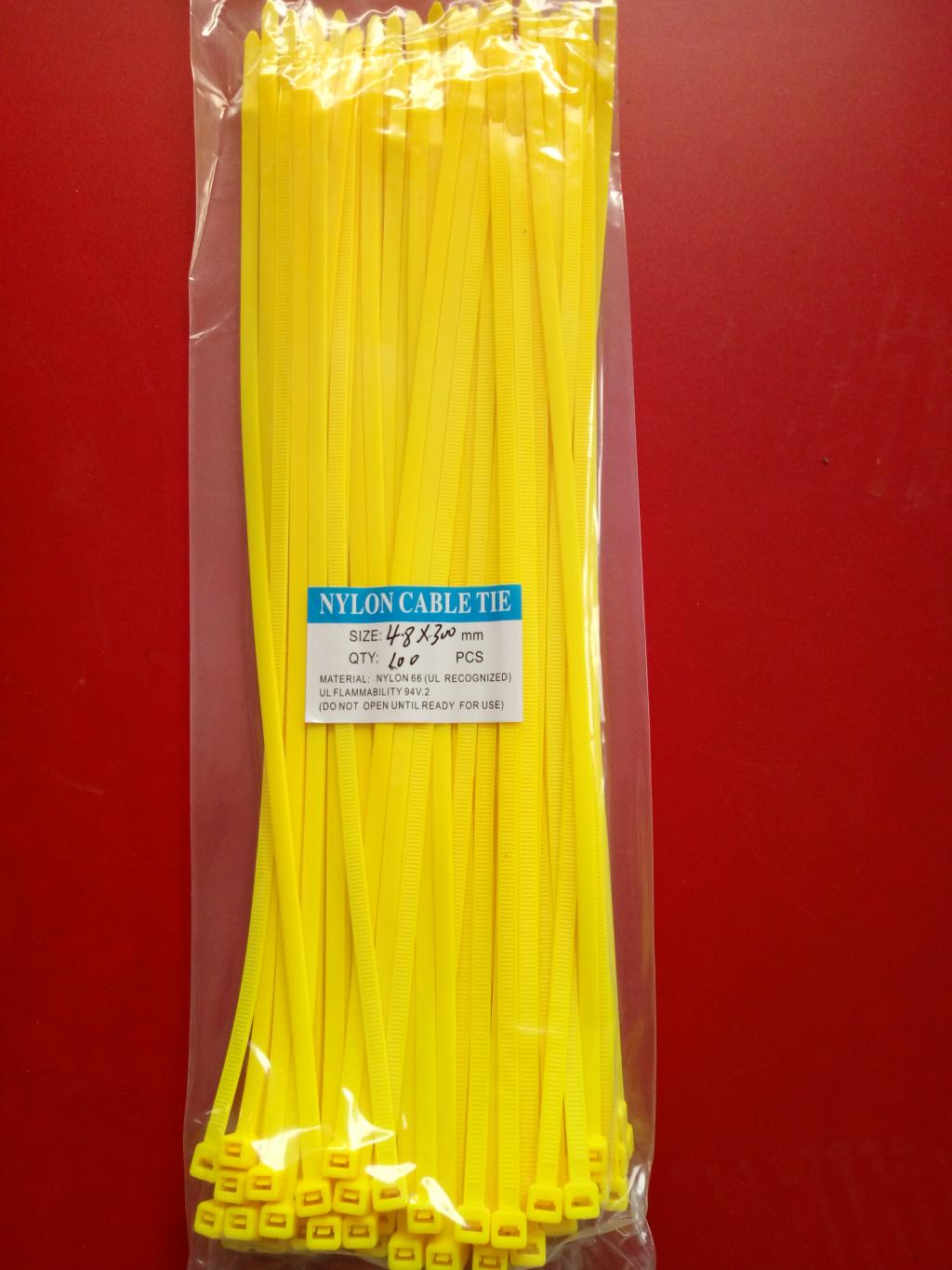 厂家直销新光塑料尼龙扎带4.8X300mm/包100条/黄色线束带