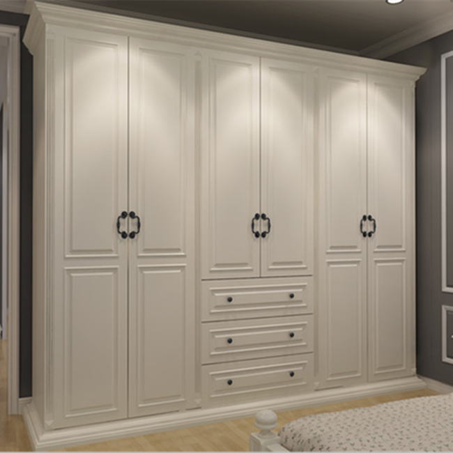 美式乡村欧式开门衣柜现代简约白色整体衣橱定制实木卧室家具组合