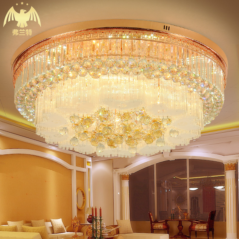 水晶灯客厅灯简约现代欧式大气圆形吸顶灯LED智能卧室灯餐厅灯具