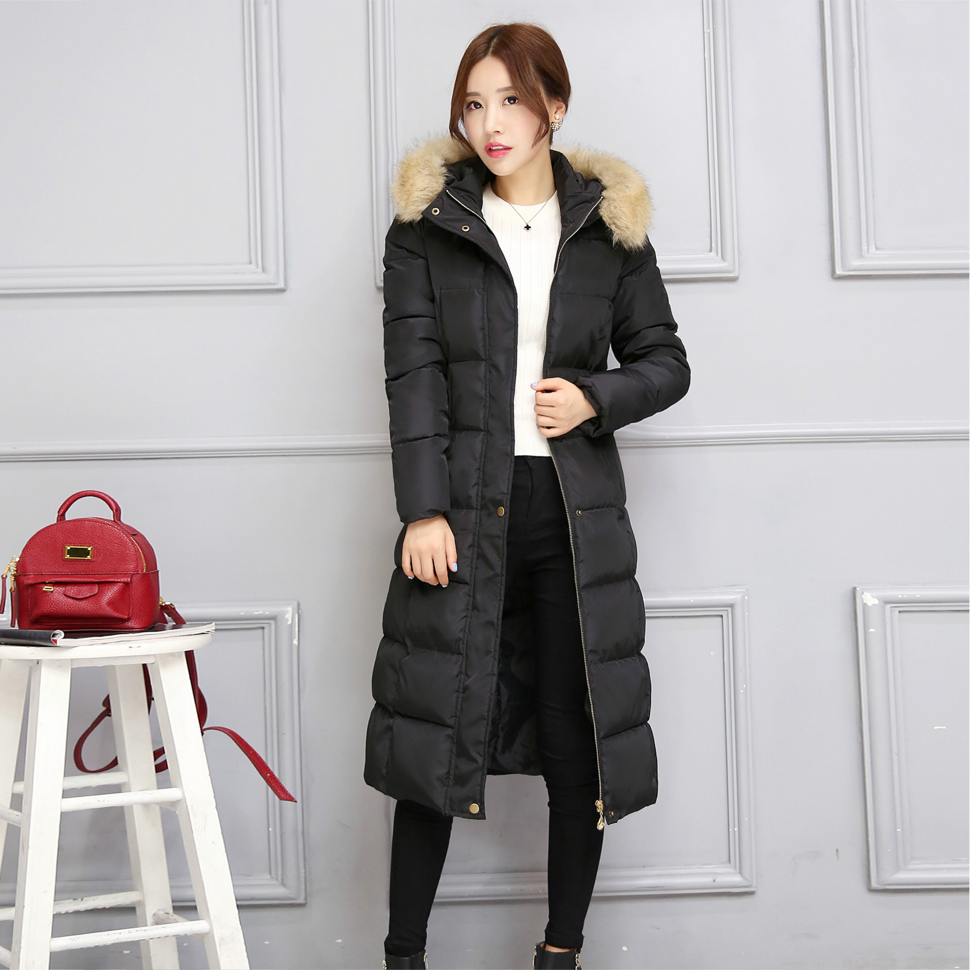 2016冬季新款棉衣女韩版修身显瘦中长款长袖外套棉服连帽棉袄