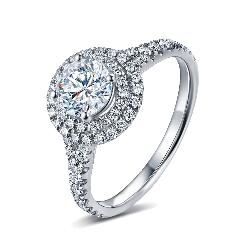 50分1克拉GIA裸钻珠宝钻石圆形钻戒正品女戒18K金显钻 求婚戒指
