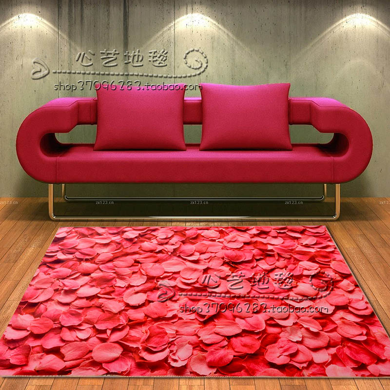 结婚婚房地毯卧室地毯房间长方形家用红色床边时尚客厅地垫榻榻米