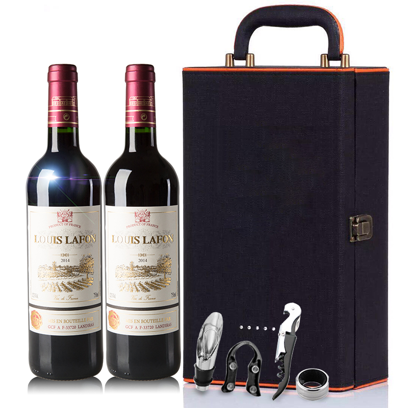 路易拉菲法国产区原瓶进口红酒中秋送礼干红葡萄酒两支礼盒装