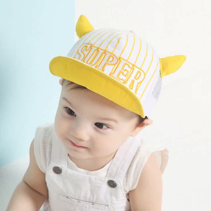 婴儿帽子儿童卡通网帽 宝宝软沿帽子 鸭舌帽夏天遮阳帽 6-24个月