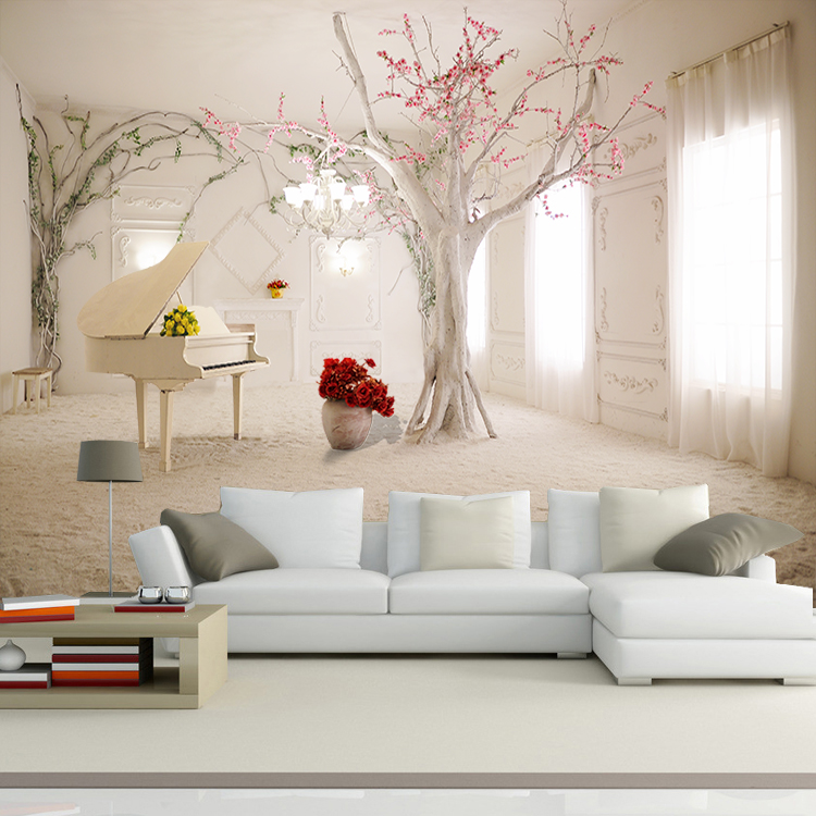 电视背景墙壁纸定制壁画卧室床头客厅沙发影视墙纸无纺布浪漫樱花