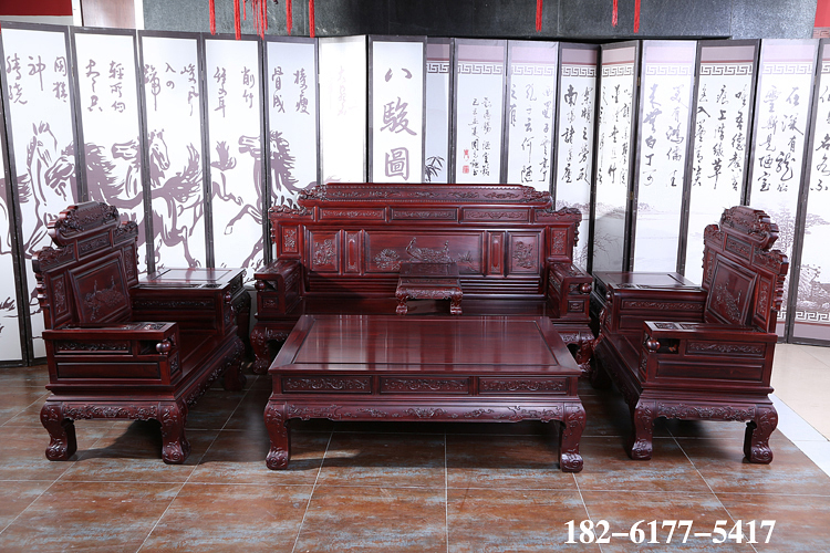 红木家具 南美酸枝木财源滚滚七件套沙发组合 明清古典客厅沙发