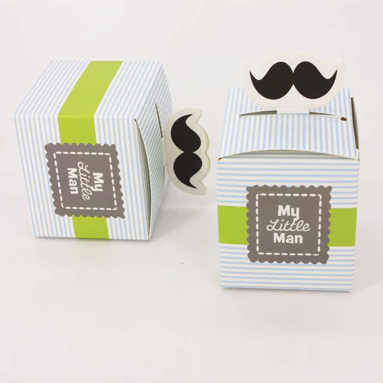 欧式喜糖回礼盒糖袋男孩宝宝生日礼盒喜糖果盒子胡子造型折叠纸盒