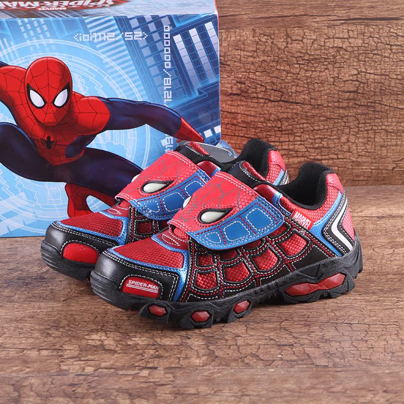 漫威新款蜘蛛侠儿童运动鞋透气软底户外男童跑步鞋减震休闲慢跑鞋
