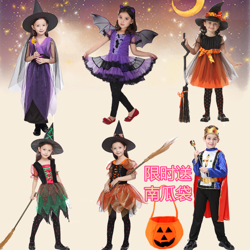 万圣节儿童服装cosplay幼儿女巫婆角色扮演化妆舞会紫翩蝠演出服