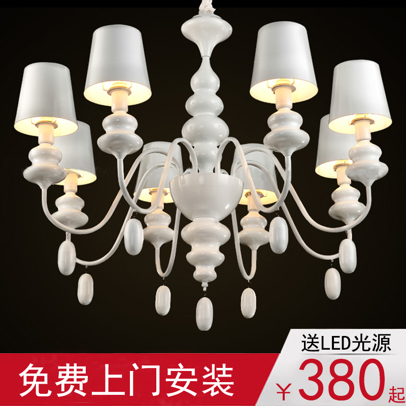 简约现代客厅水晶吊灯美式乡村田圆白色吊灯韩式风格灯个性创意灯