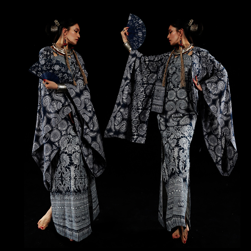 「我是朱丽叶」2017春装原创蜡染融合日式上衣超大水袖民族风外套