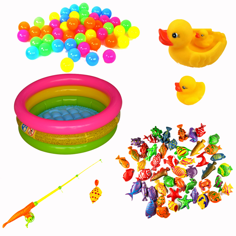 儿童钓鱼玩具池家庭套装磁性小猫竿戏水宝宝益智配件广场特价