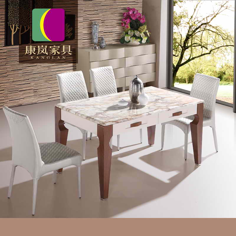 简约现代餐桌椅组合 小户型大理石餐桌椅实木长方形一桌四椅包邮
