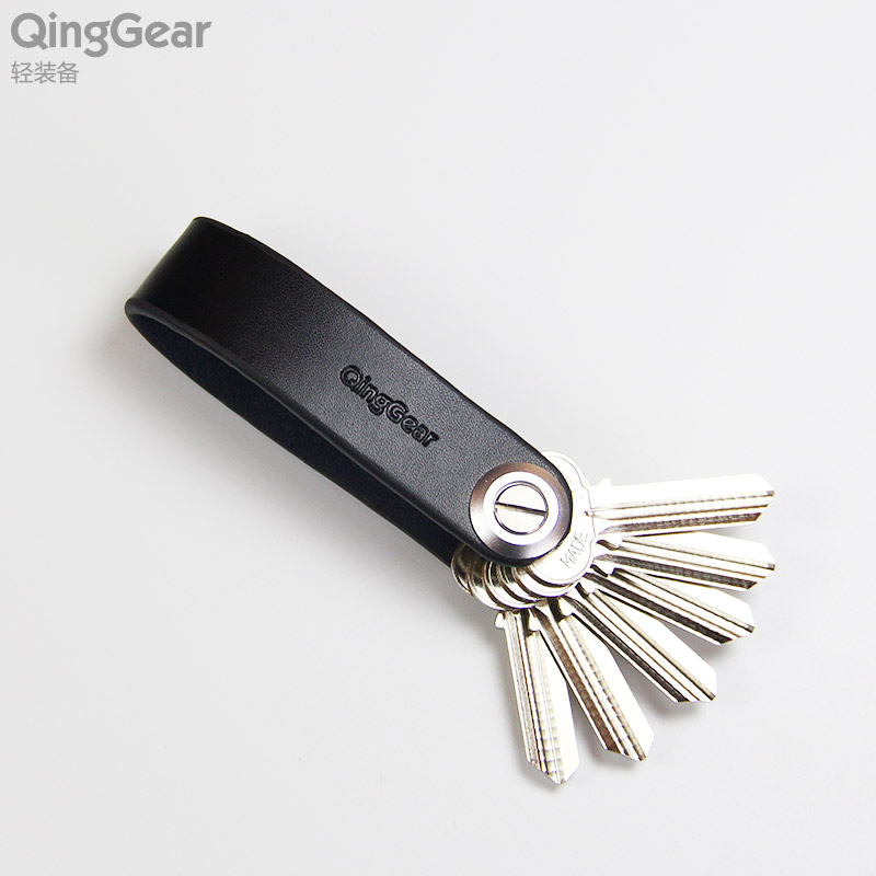 QingGear小耳机钥匙夹真皮高档时尚汽车钥匙扣创意锁匙收纳器礼品