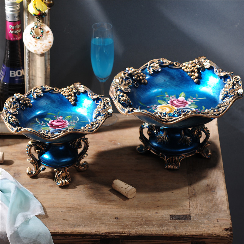 高档奢华欧式水果盘客厅创意复古干果盘零食盘地中海糖果盘装饰品