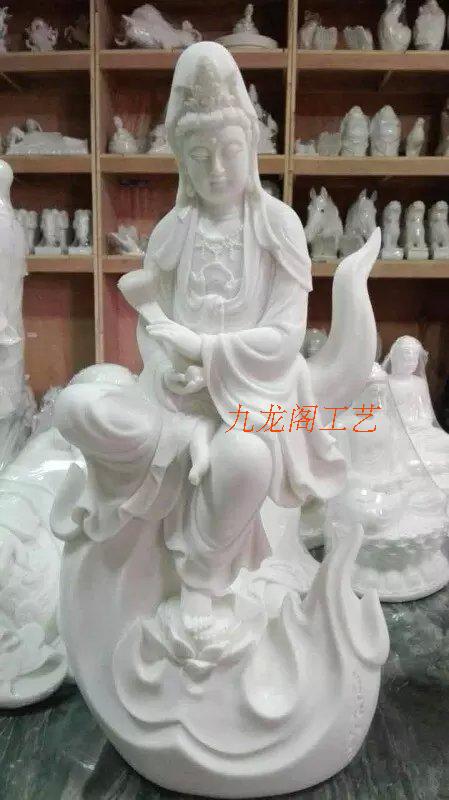 精致汉白玉雕刻佛像自在菩萨自在观音 水月观音 如意观音菩萨