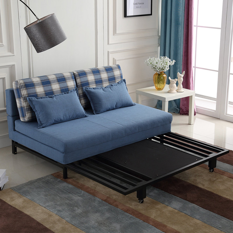 布艺沙发床小户型客厅书房可折叠可拆洗两用三人沙发1.5米1.8米