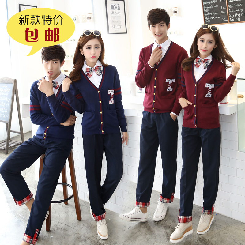 日韩英伦学院派秋冬学生校服班服套装开衫套装初高中学生青少年