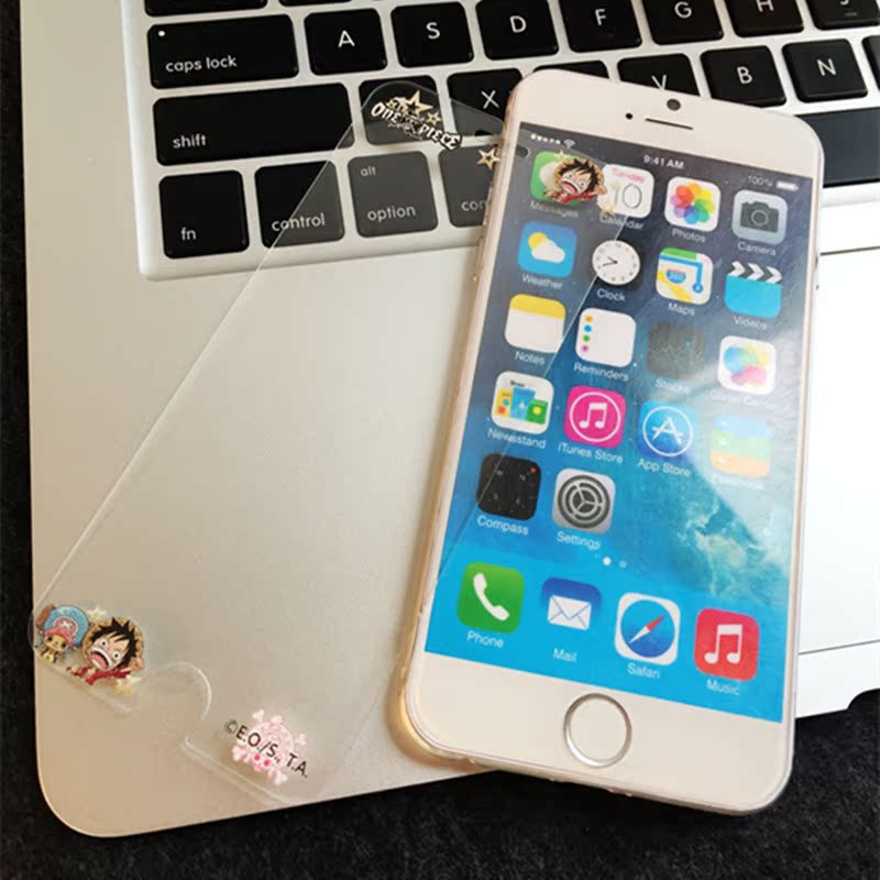 海贼王路飞彩iphone6s卡通钢化膜苹果6plus手机保护膜5s屏幕贴膜